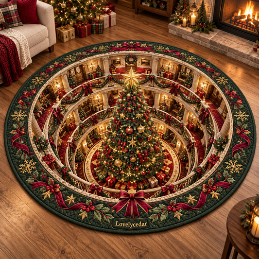 Lovelycedar 3D Christmas Optical Illusion Round Area Rug – Holiday Home Decor-V
