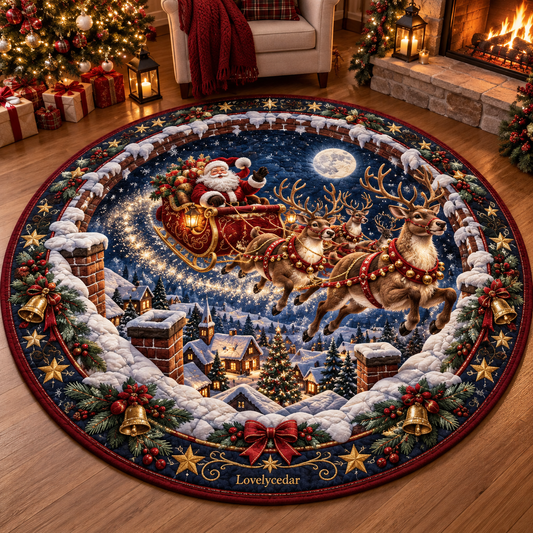 Lovelycedar 3D Christmas Optical Illusion Round Area Rug – Holiday Home Decor-V