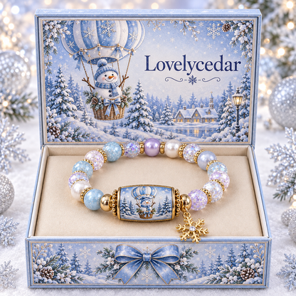 Lovelycedar Christmas Charm Bracelet – Festive Beaded Holiday Jewelry with Gift Box-V