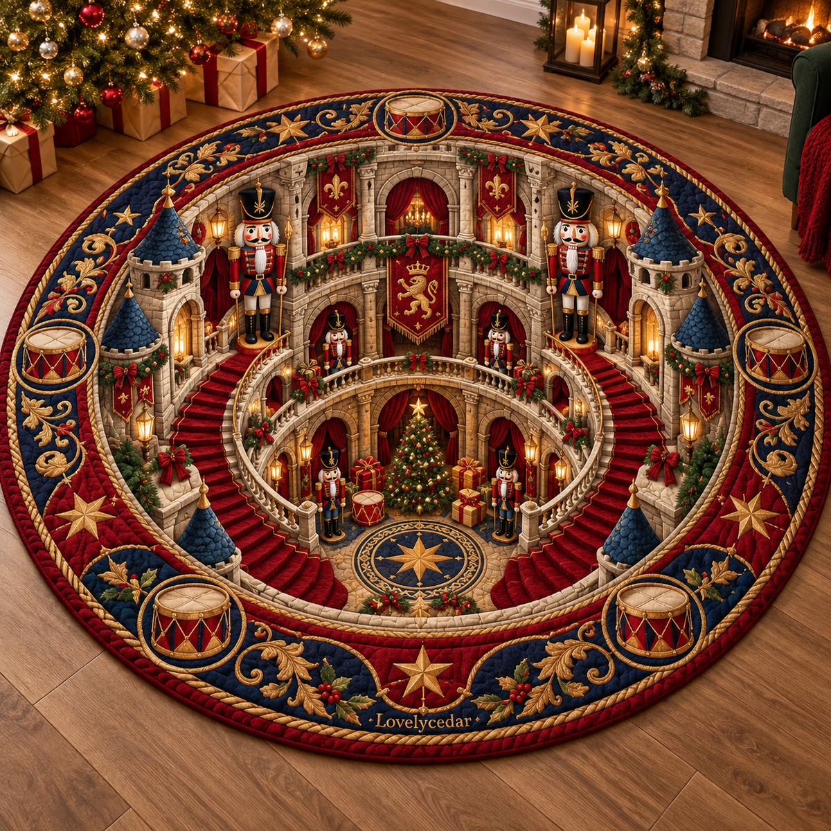 Lovelycedar 3D Christmas Optical Illusion Round Area Rug – Holiday Home Decor-V