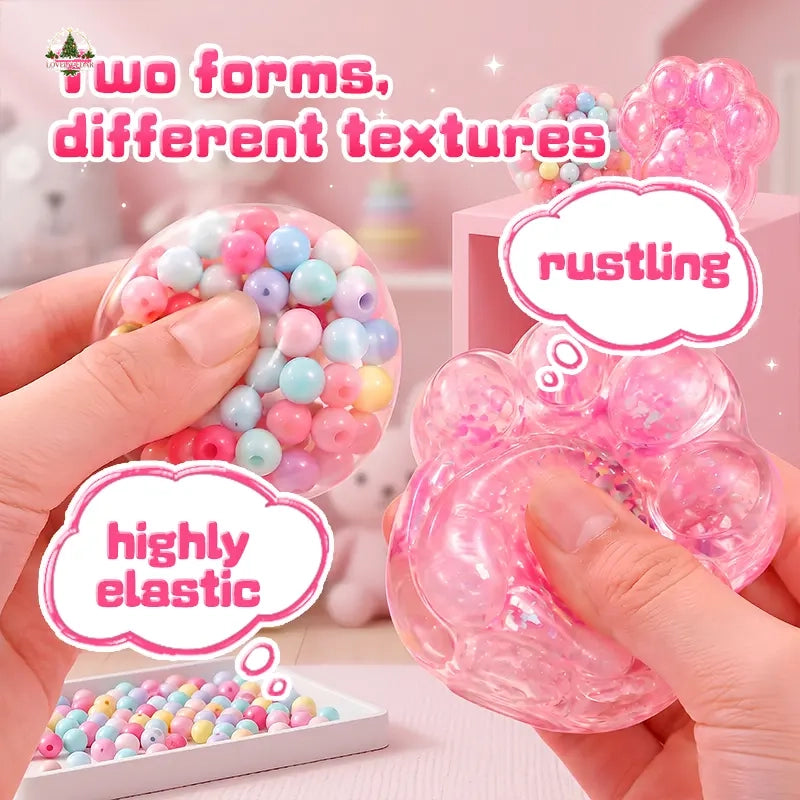 Lovelycedar DIY Cat Paw Squishy Kit – Soft Mochi-Texture ASMR Sensory Fidget Toy with Molds, Beads & Glitter, Creative Craft Gift for Kids-V