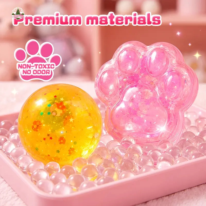 Lovelycedar DIY Cat Paw Squishy Kit – Soft Mochi-Texture ASMR Sensory Fidget Toy with Molds, Beads & Glitter, Creative Craft Gift for Kids-V