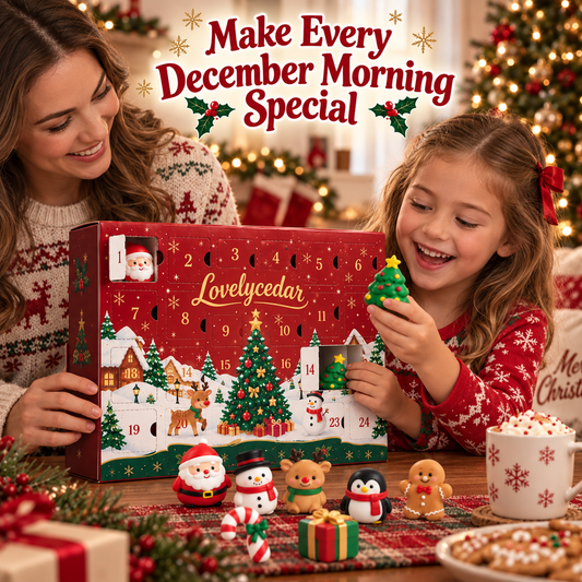 Lovelycedar 24-Day Christmas Squishy Advent Calendar – Mystery Sensory Toy Countdown Box-V