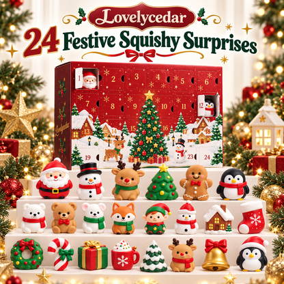 Lovelycedar 24-Day Christmas Squishy Advent Calendar – Mystery Sensory Toy Countdown Box-V