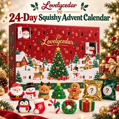 Lovelycedar 24-Day Christmas Squishy Advent Calendar – Mystery Sensory Toy Countdown Box-V