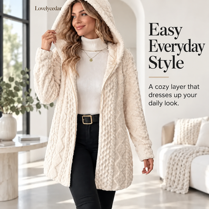 Lovelycedar hooded plush cardigan everyday style